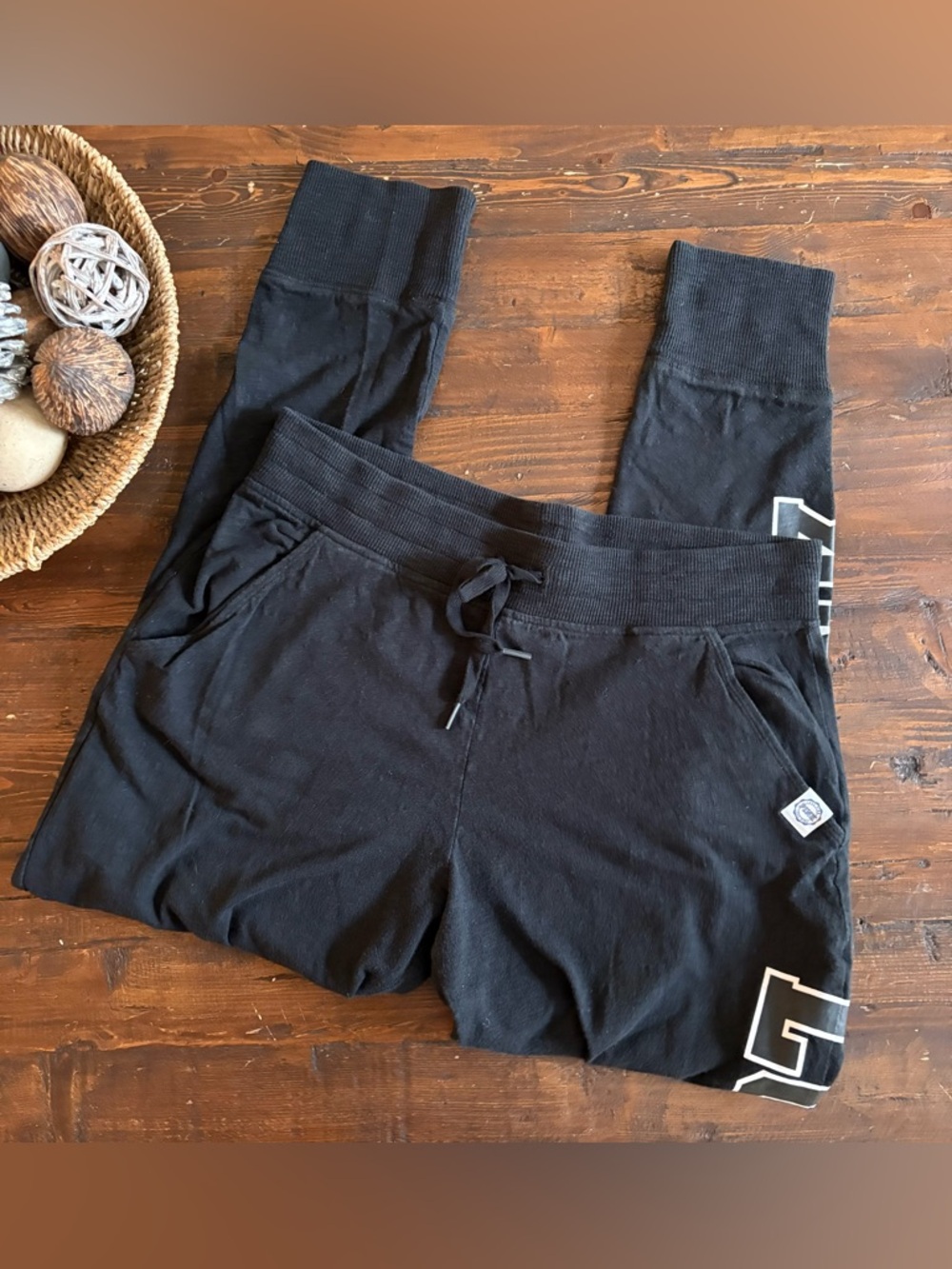 Pink Victoria’s Secret Black Spell Out Joggers size medium